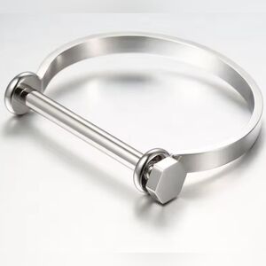 Silver Shackle U Shaped Screw-Link Stainless Steel Bracelet
